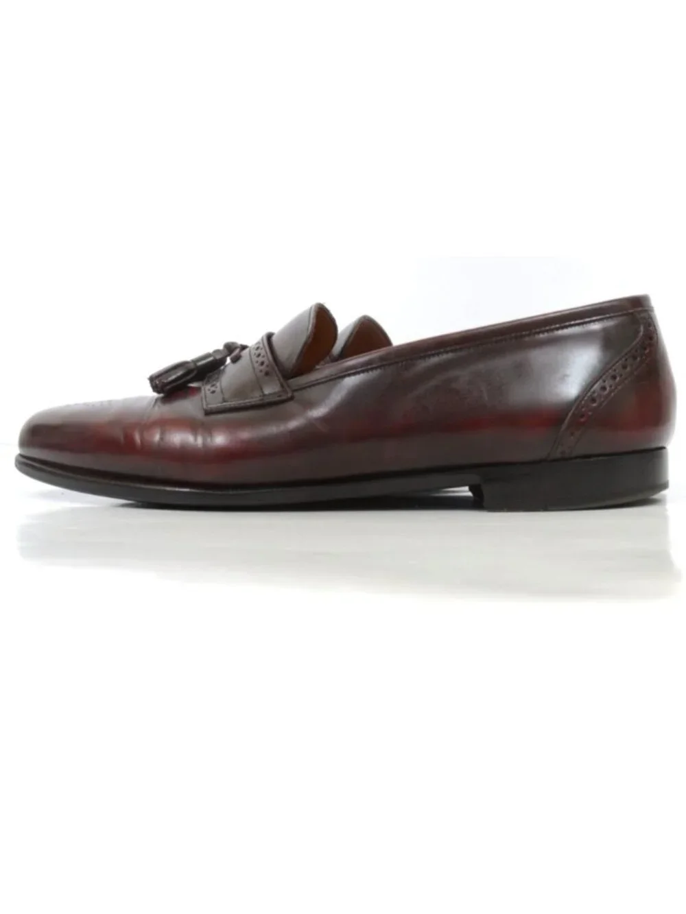 S2 by Santoni Mens 11EE Burgundy Leather Loafers Dress Old Money Preppy Shoe